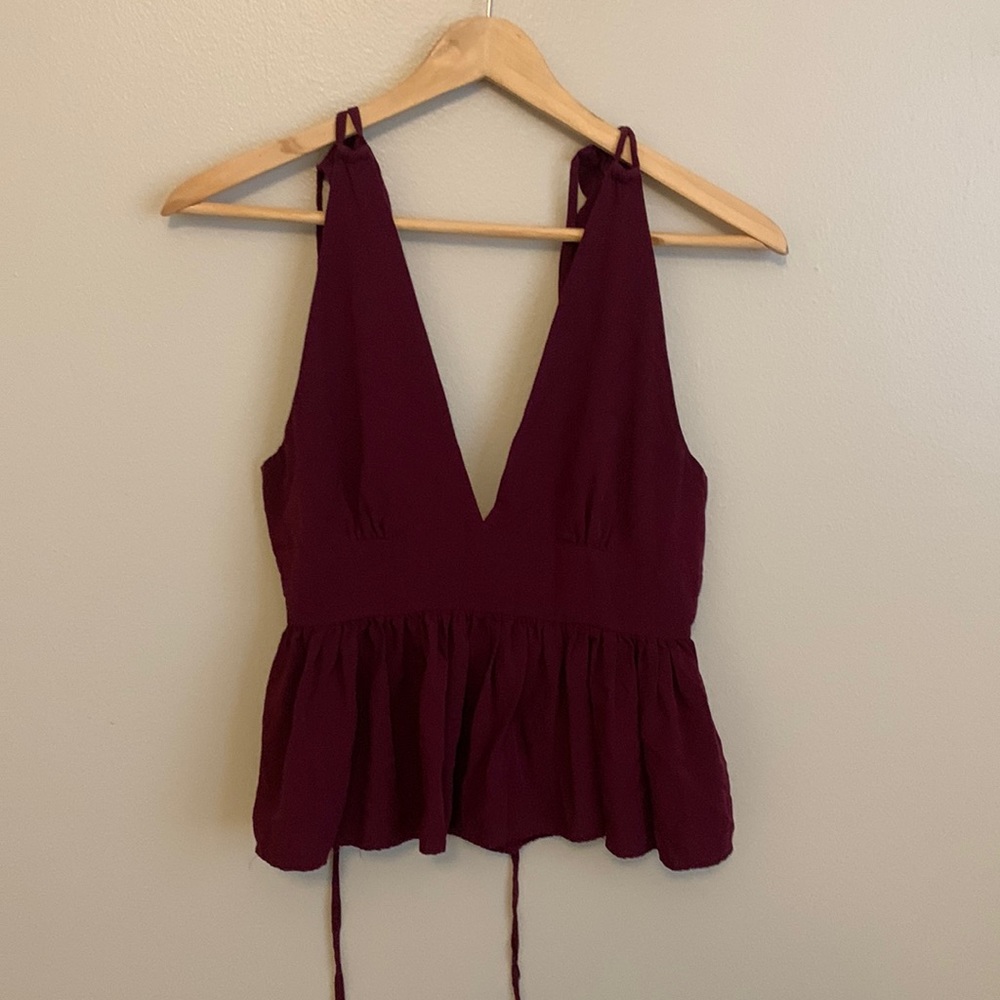 Maroon tie blouse